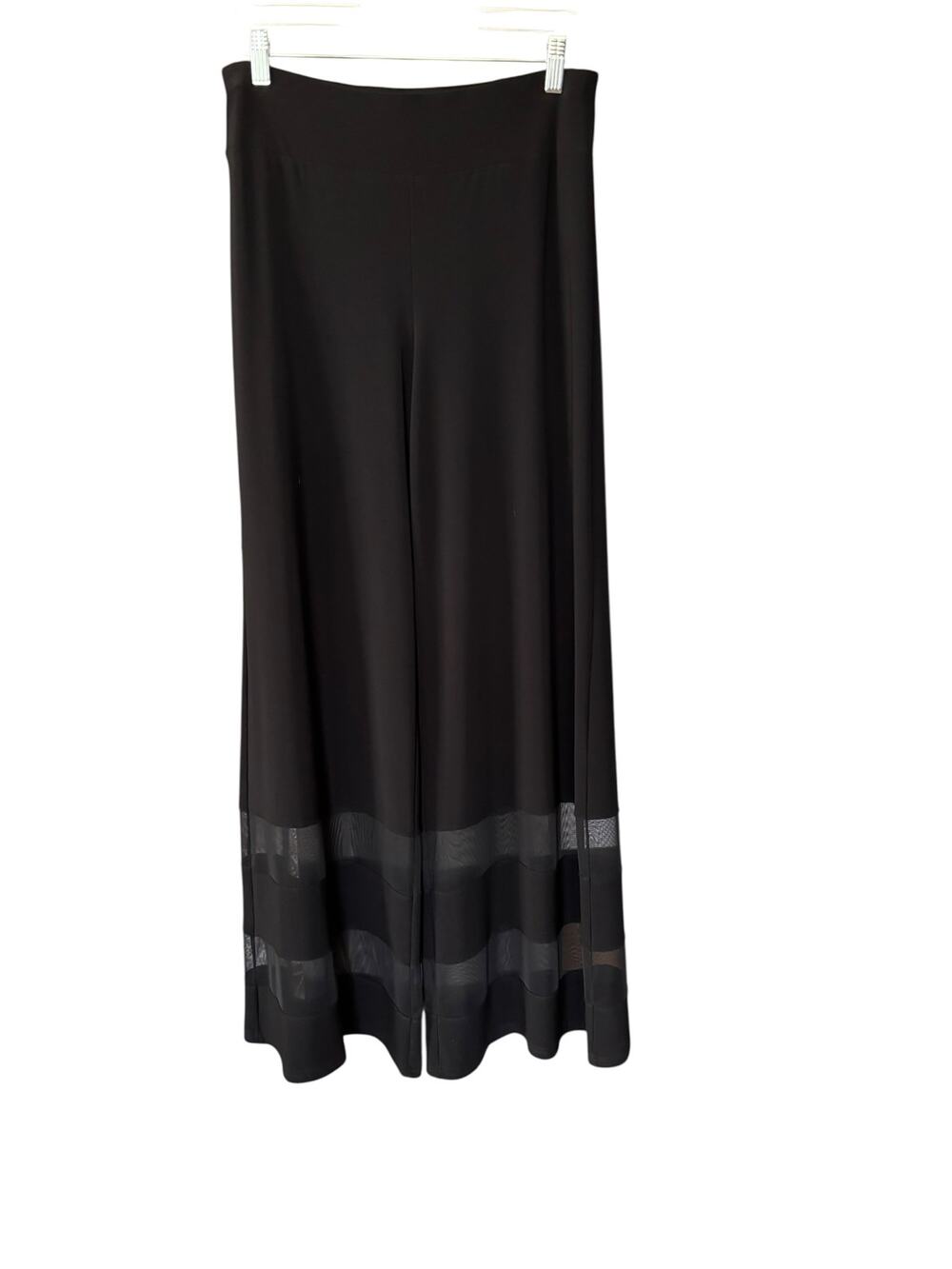 Joseph Ribkff Black Silky Knit and Mesh Culotte Palazzo Pants Size US 8